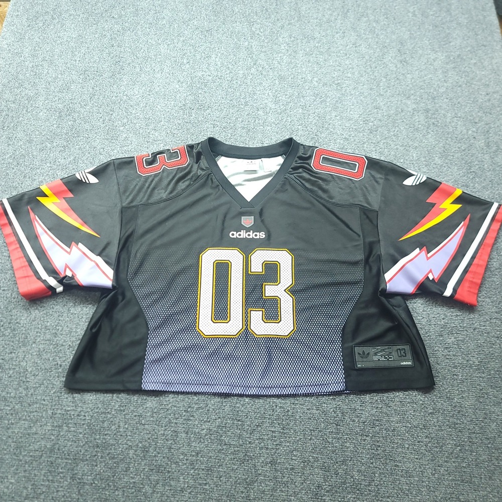 Adidas Adilenium Season 3 Cropped Football Jersey Black Red Lightning Bolt S